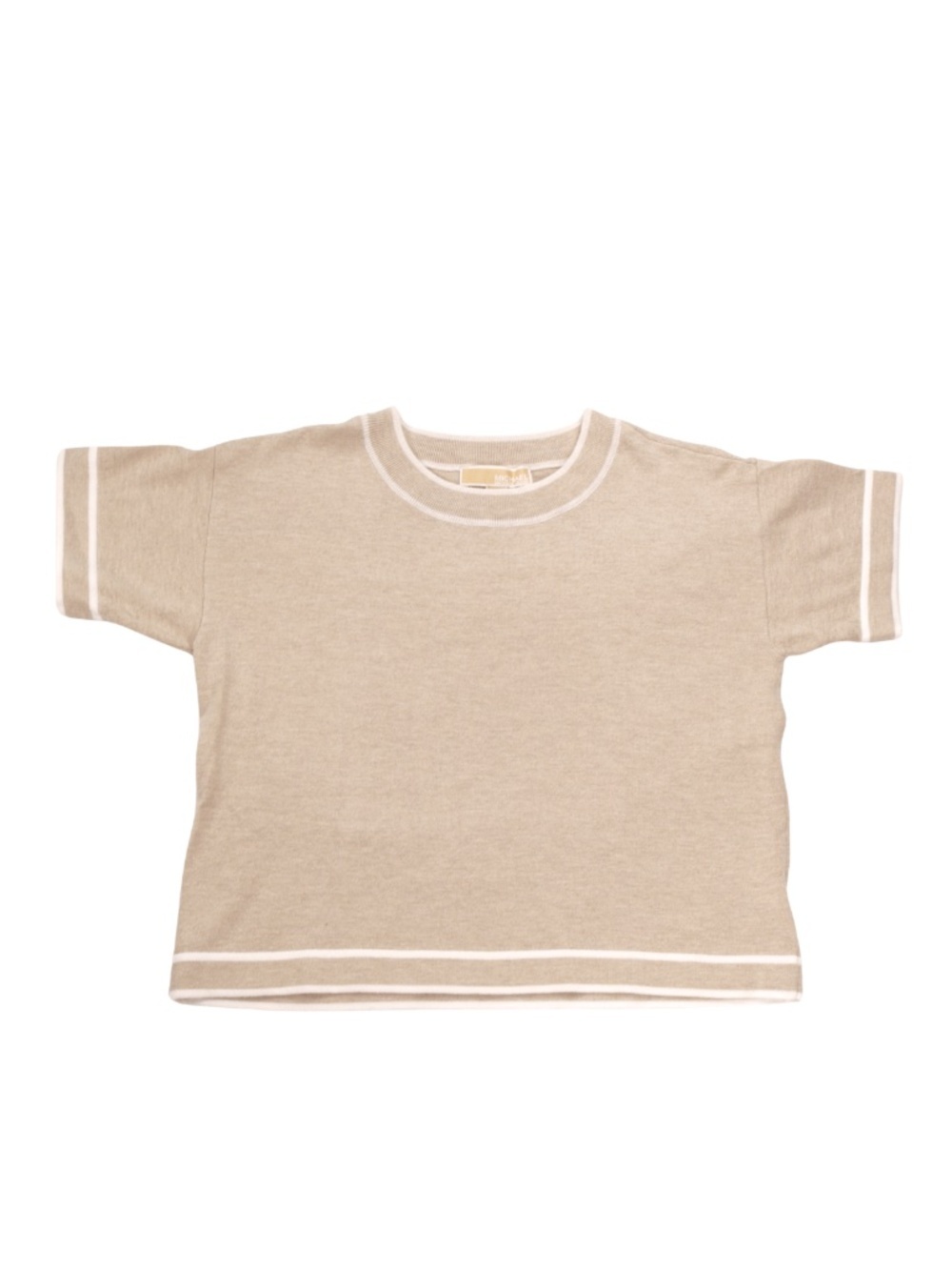 Michael Kors Petite Small Knit Top Beige Neutral Short Sleeve SP